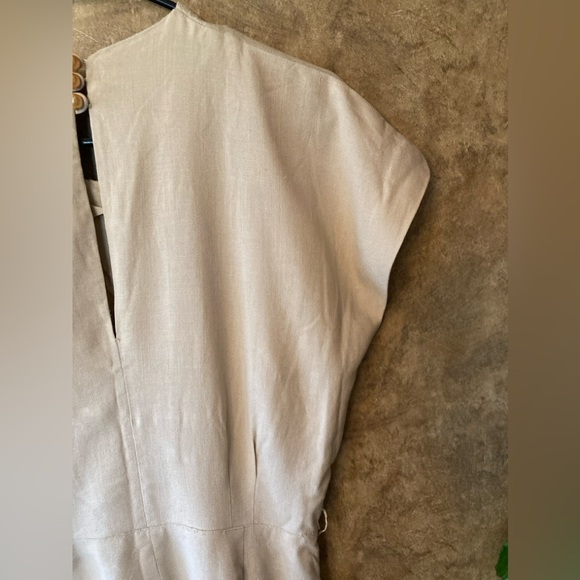 Vintage Original Franklin Embroidered Cutouts Shift Wiggle Dress M Linen Beige - Picture 12 of 16